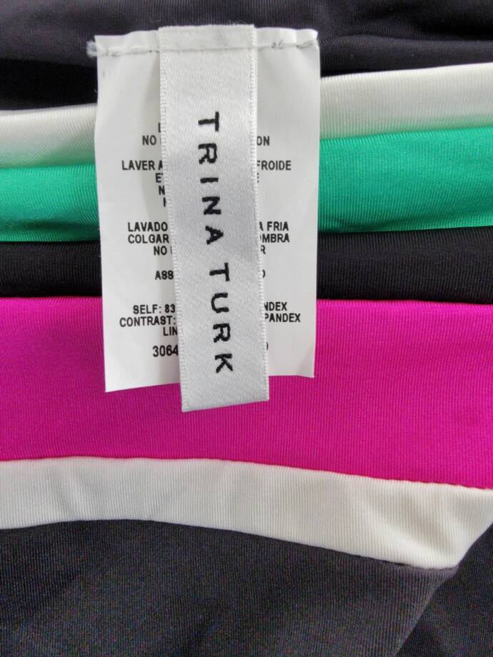 Trina Turk Colorblock Tie Side Bikini Bottoms Women's 8 Multi Pull On Style