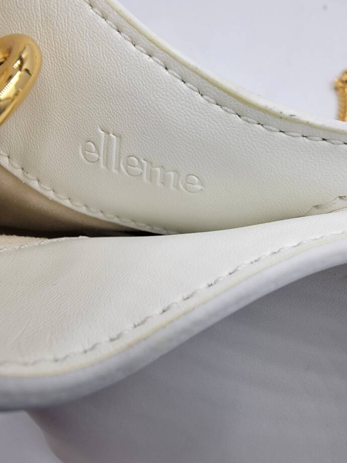 Elleme Leather Handle Bag Women's White Gold Chain Strap Magnetic Snap Closure