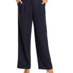 Wayf Wilson Pleated Wide Leg Pants Women's L Ink Pinstriped Hook & Bar Closure