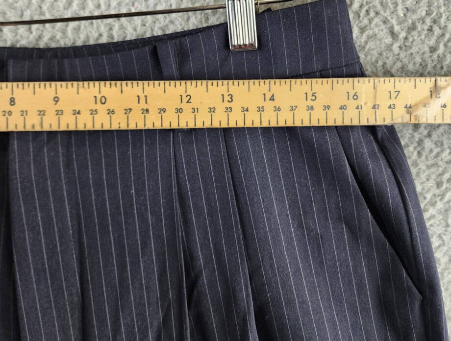 Wayf Wilson Pleated Wide Leg Pants Women's L Ink Pinstriped Hook & Bar Closure
