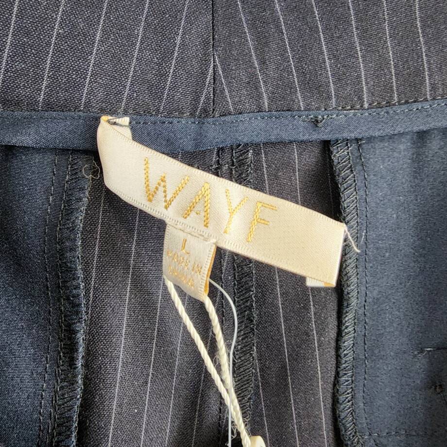 Wayf Wilson Pleated Wide Leg Pants Women's L Ink Pinstriped Hook & Bar Closure