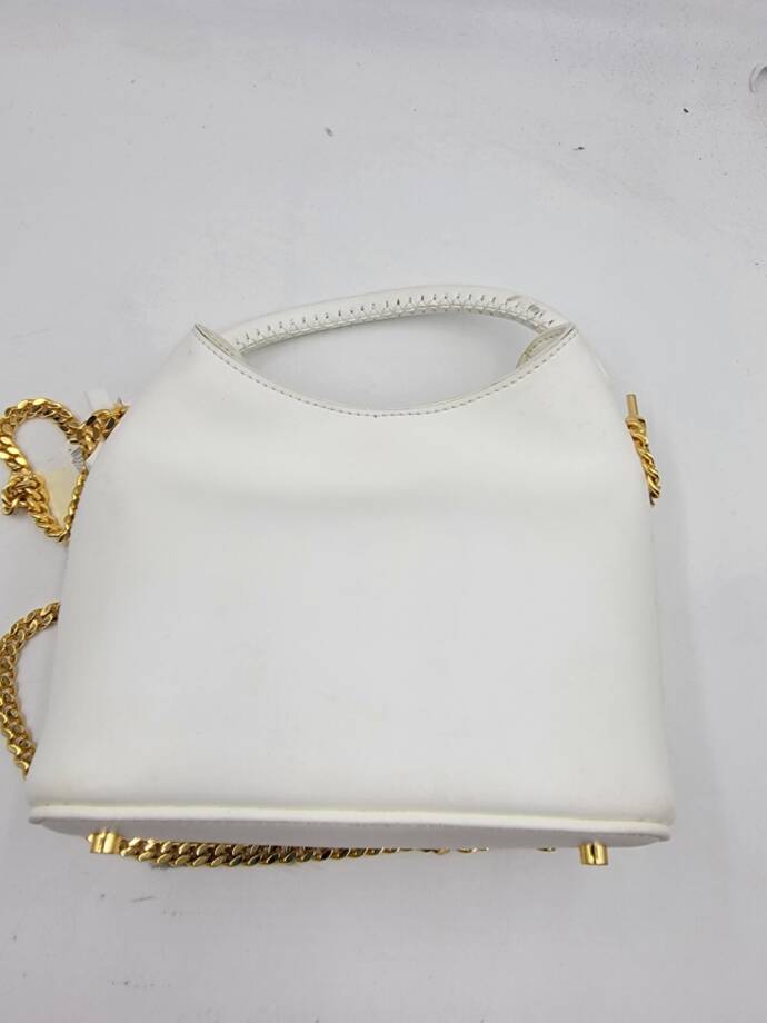 Elleme Leather Handle Bag Women's White Gold Chain Strap Magnetic Snap Closure