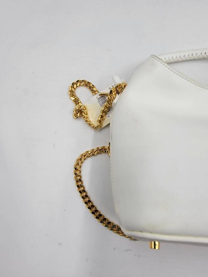 Elleme Leather Handle Bag Women's White Gold Chain Strap Magnetic Snap Closure