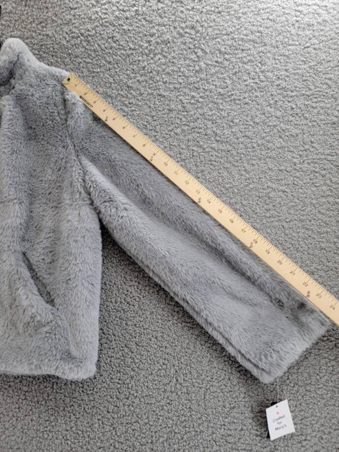 Maralyn & Me Reversible Faux Fur Coat Juniors S Gray Stand Collar Side Pockets