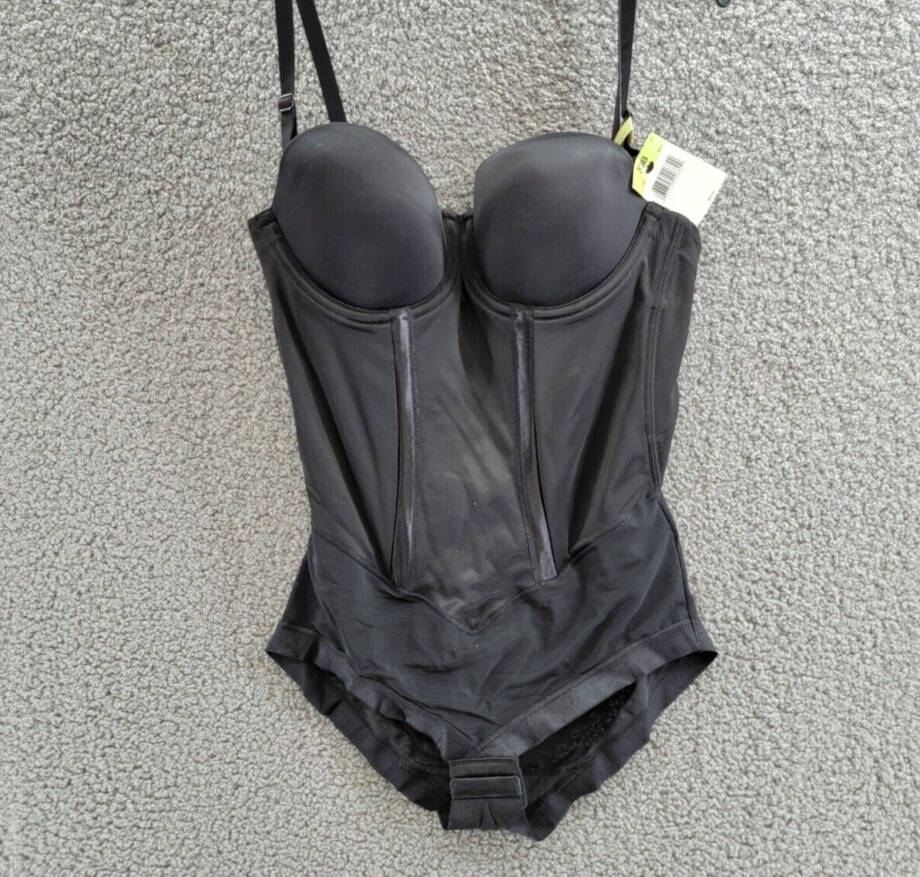 Maidenform Easy up Strapless Firm Control Bodybriefer Women's 38B Black Hook&Eye