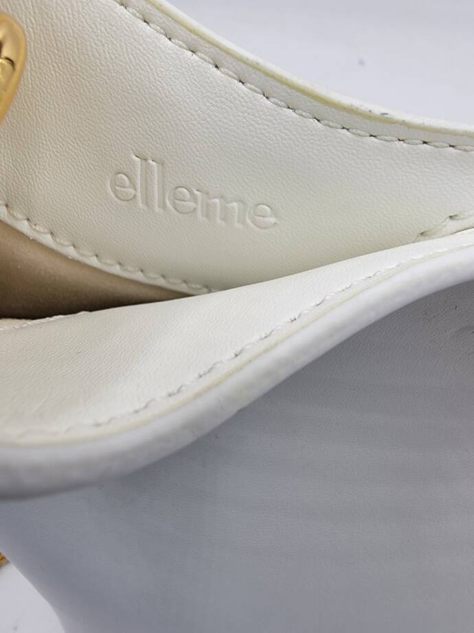 Elleme Leather Handle Bag Women's White Gold Chain Strap Magnetic Snap Closure