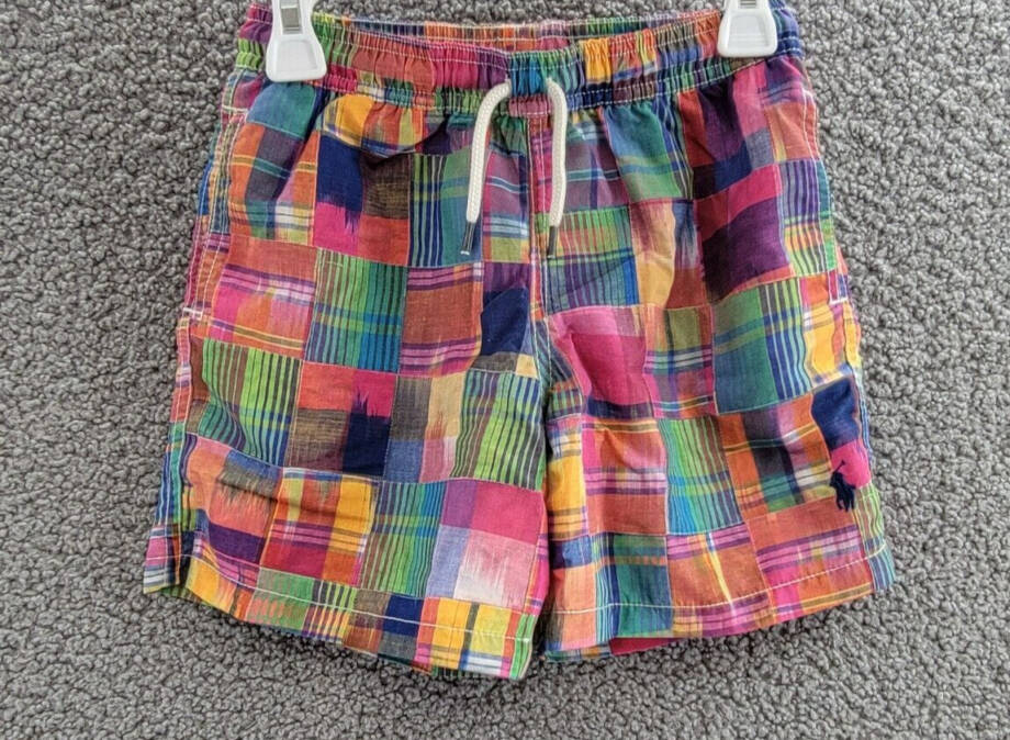 Polo Ralph Lauren Traveler Ikat Patchwork Swim Trunks Boys 7 Multi Elastic Waist
