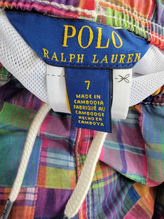 Polo Ralph Lauren Traveler Ikat Patchwork Swim Trunks Boys 7 Multi Elastic Waist
