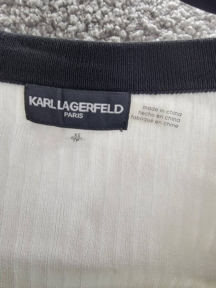 KARL LAGERFELD PARIS Square-Neck Contrast-Trim Sweater Women's XS White/Black