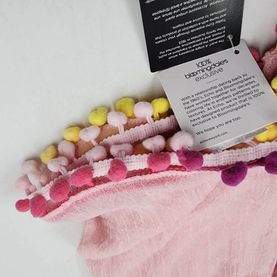 Echo Gumball Multicolor Pompom Wool Wrap Scarf Women's One Size Candy Pink