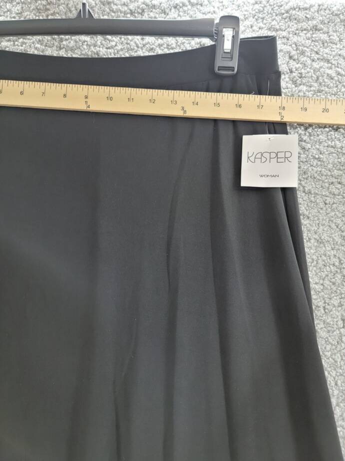Kasper Plus Size Pull On Knit Midi Skirt Women's 1X Black Solid Elastic Waist
