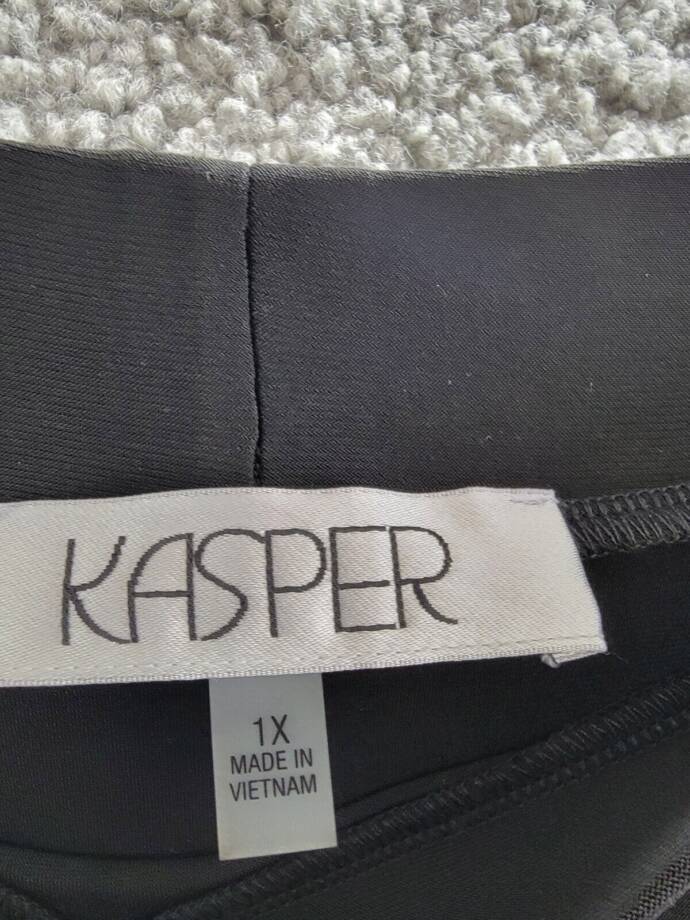 Kasper Plus Size Pull On Knit Midi Skirt Women's 1X Black Solid Elastic Waist