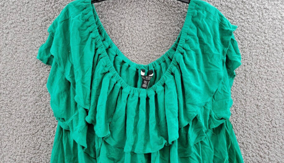 Lauren Ralph Lauren Linen Blend Off Shoulder Top Women's XXL Palm Leaf Pullover