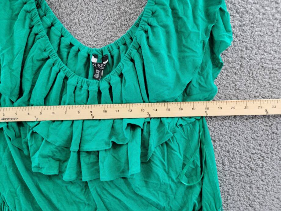 Lauren Ralph Lauren Linen Blend Off Shoulder Top Women's XXL Palm Leaf Pullover