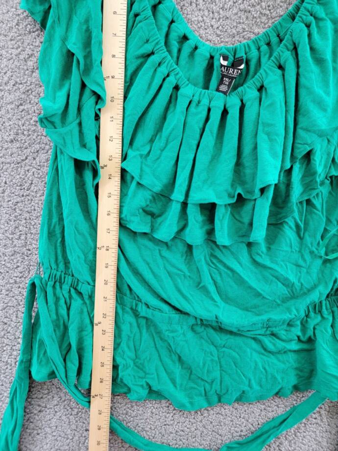 Lauren Ralph Lauren Linen Blend Off Shoulder Top Women's XXL Palm Leaf Pullover