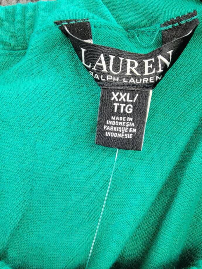 Lauren Ralph Lauren Linen Blend Off Shoulder Top Women's XXL Palm Leaf Pullover