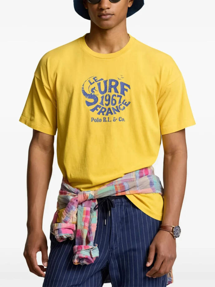 Polo by Ralph Lauren Vintage Fit Slogan-Print T-Shirt Men's XS Sunflower Yellow