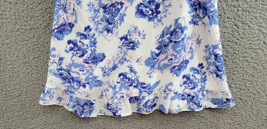 AQUA Floral Ruffle Dress Women's XXL Sky Blue Sweetheart Neck Back Zip Closure