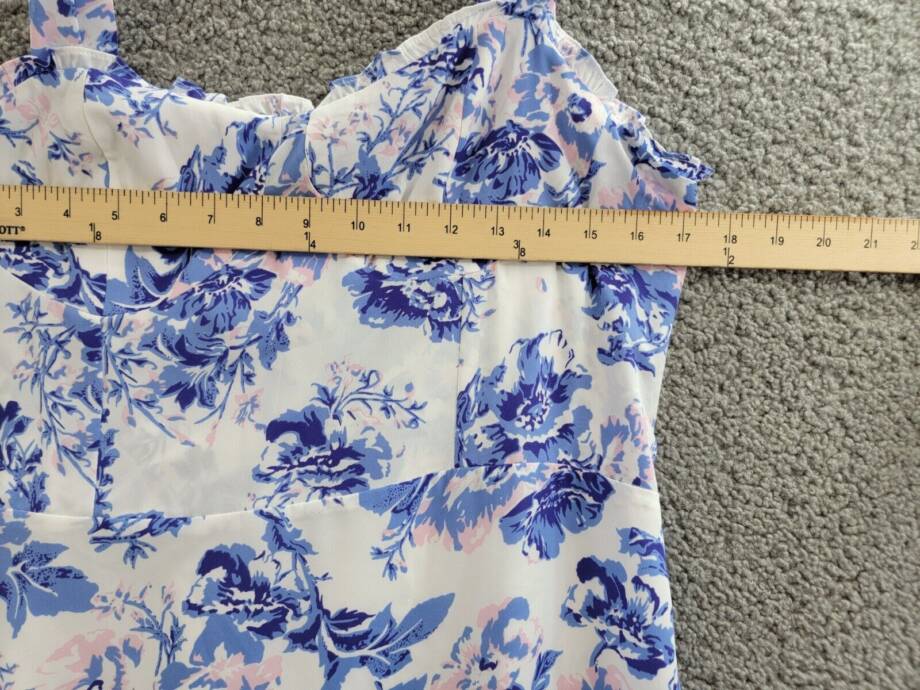 AQUA Floral Ruffle Dress Women's XXL Sky Blue Sweetheart Neck Back Zip Closure