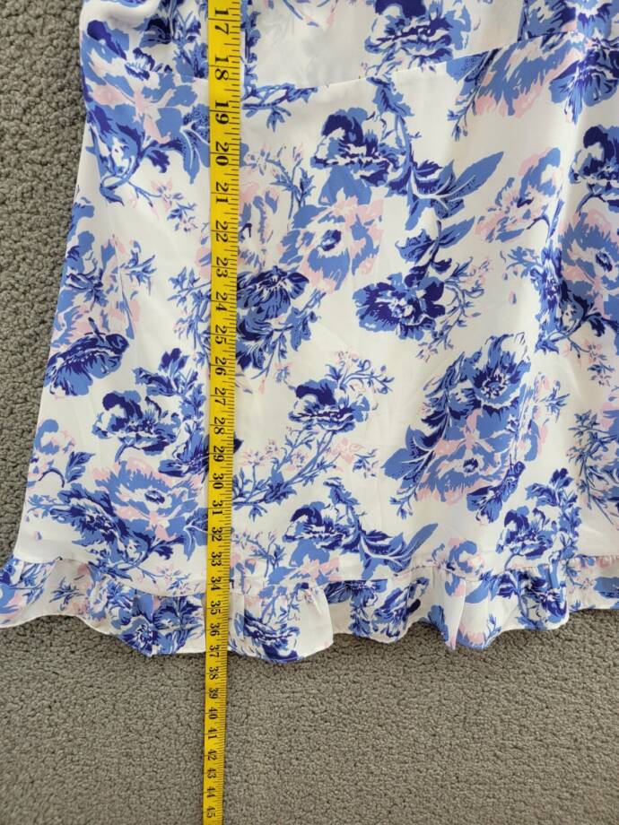 AQUA Floral Ruffle Dress Women's XXL Sky Blue Sweetheart Neck Back Zip Closure