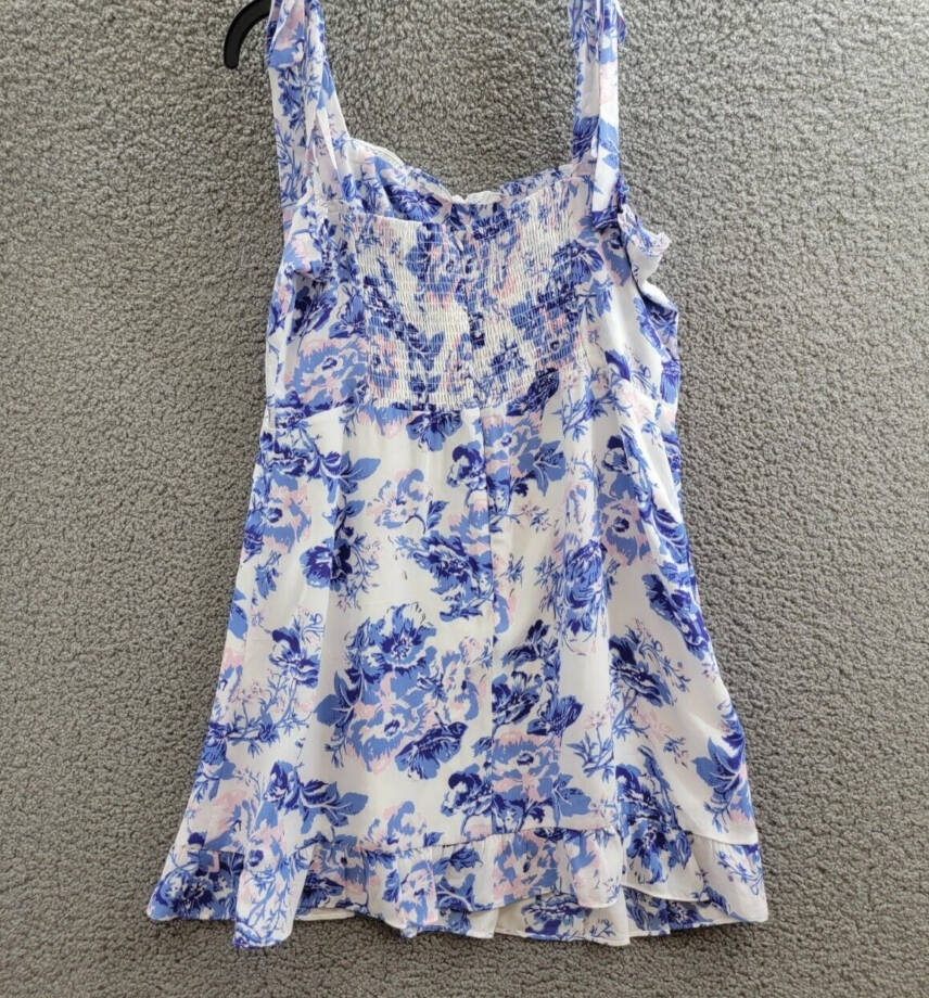 AQUA Floral Ruffle Dress Women's XXL Sky Blue Sweetheart Neck Back Zip Closure