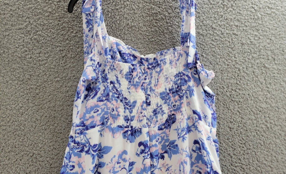 AQUA Floral Ruffle Dress Women's XXL Sky Blue Sweetheart Neck Back Zip Closure
