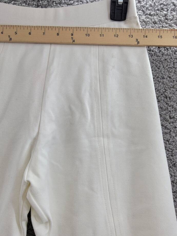 Aqua Pull On Pants Women's M Ivory Solid Seamed Center Slim Leg Elastic Waist