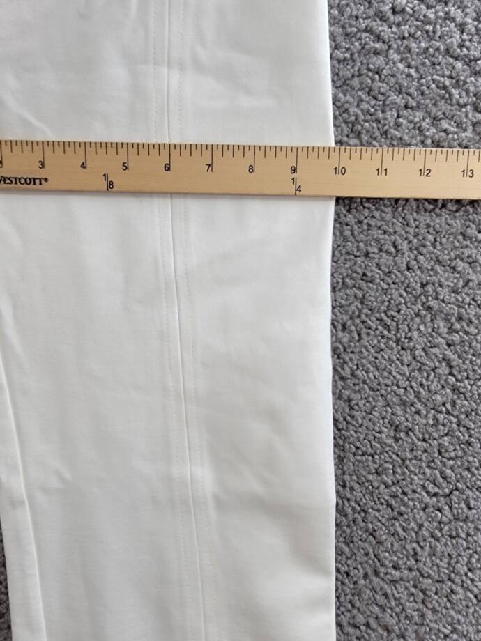 Aqua Pull On Pants Women's M Ivory Solid Seamed Center Slim Leg Elastic Waist