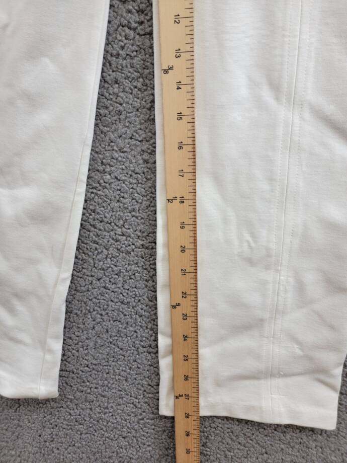 Aqua Pull On Pants Women's M Ivory Solid Seamed Center Slim Leg Elastic Waist