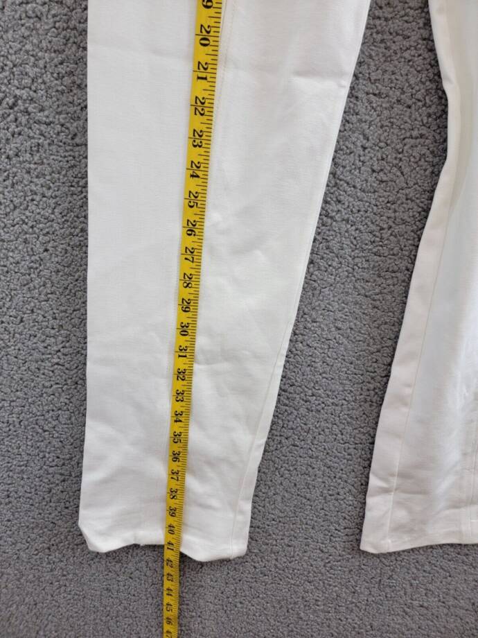 Aqua Pull On Pants Women's M Ivory Solid Seamed Center Slim Leg Elastic Waist