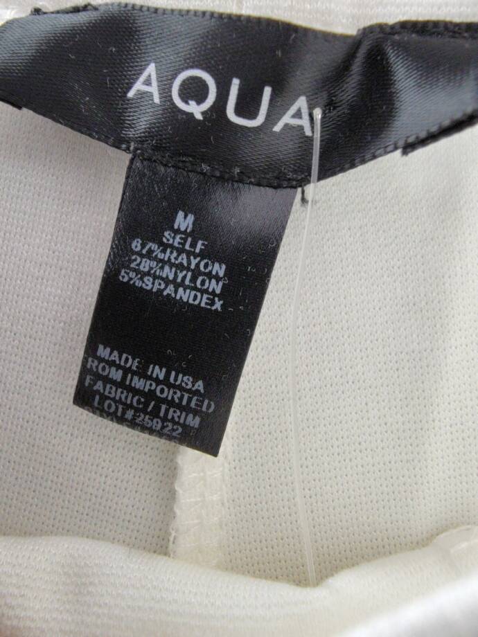 Aqua Pull On Pants Women's M Ivory Solid Seamed Center Slim Leg Elastic Waist