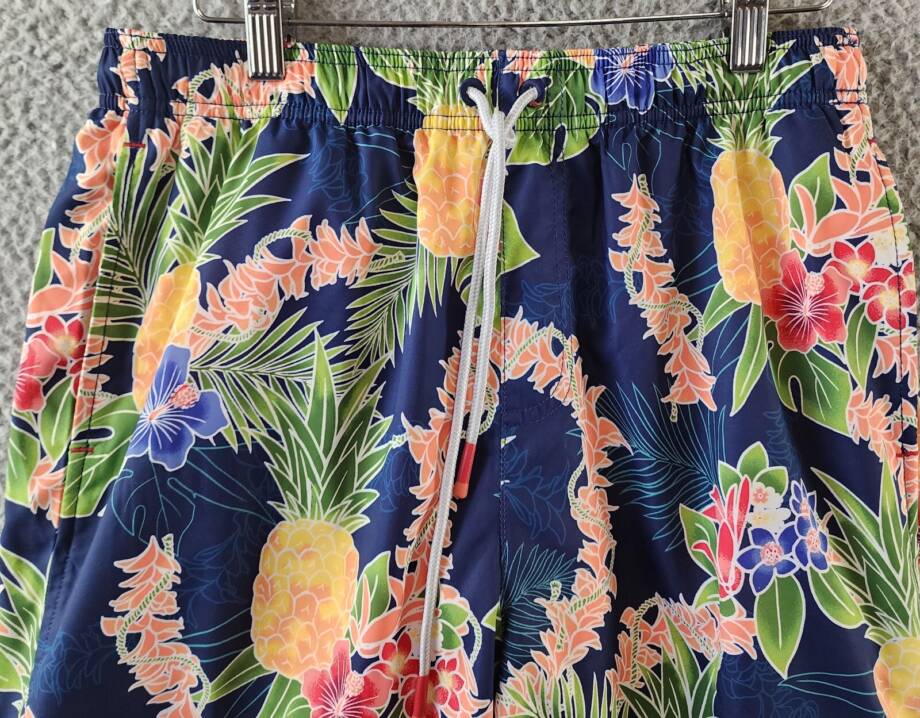 Tommy Bahama Naples Lei in Paradise Drawstring 6" Swim Trunks Mens S Island Navy