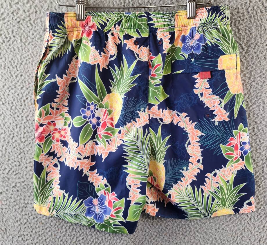 Tommy Bahama Naples Lei in Paradise Drawstring 6" Swim Trunks Mens S Island Navy