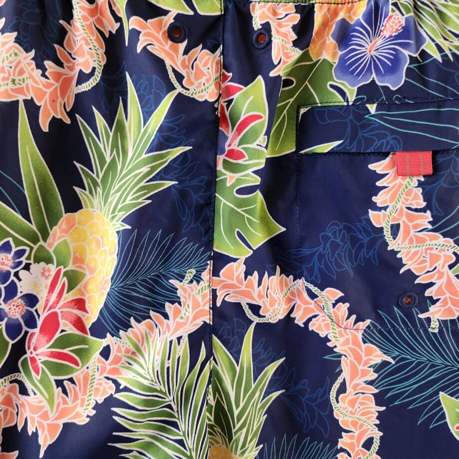 Tommy Bahama Naples Lei in Paradise Drawstring 6" Swim Trunks Mens S Island Navy