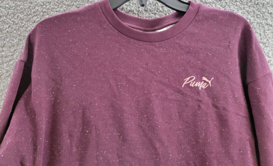 Puma Live In French Terry Crewneck Top Womens S Dark Jasper Long Sleeve Pullover