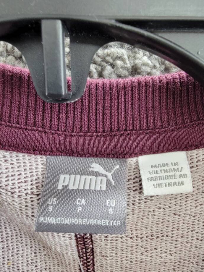 Puma Live In French Terry Crewneck Top Womens S Dark Jasper Long Sleeve Pullover