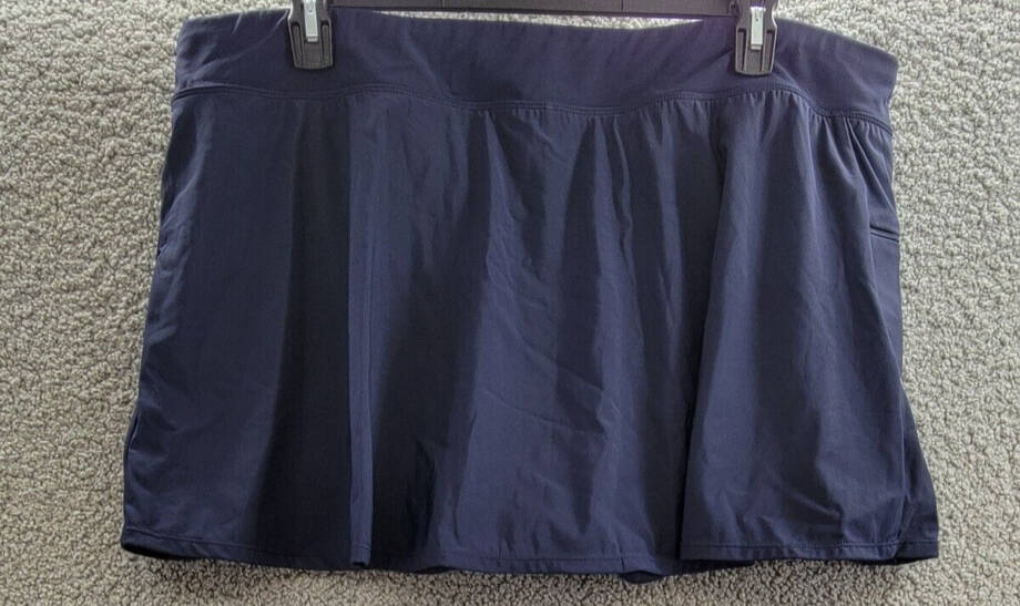 Swim Solutions Plus Size Swim Skort Women's 22W Navy Blue Solid Elastic Waist