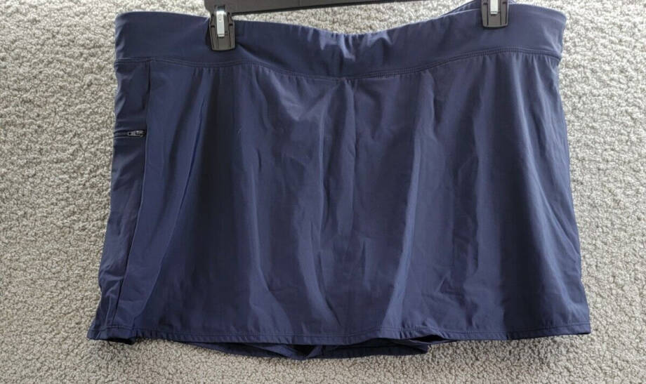 Swim Solutions Plus Size Swim Skort Women's 22W Navy Blue Solid Elastic Waist