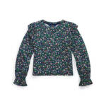 Polo Ralph Lauren Floral Ruffled Top Toddler Girls 2 Navy Multi Crew Neck L/S