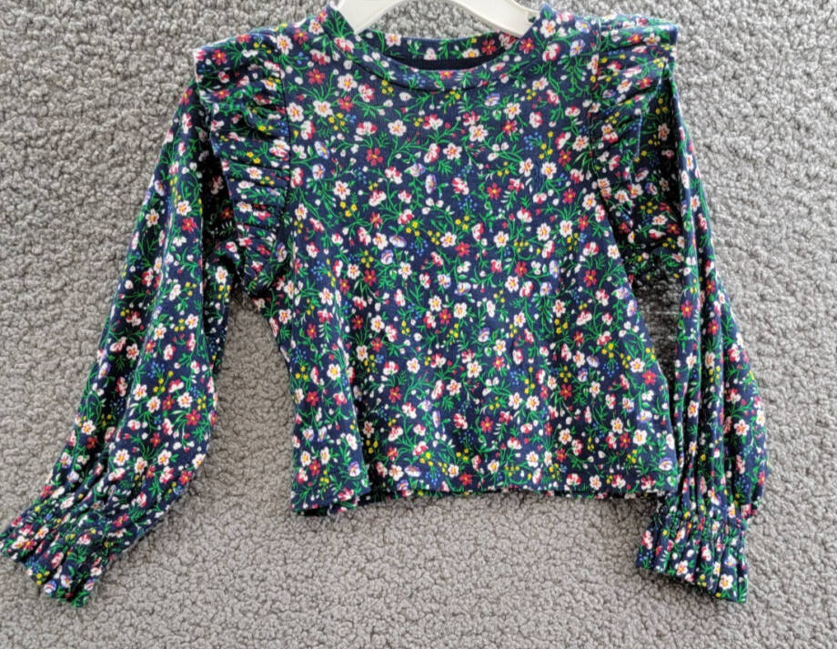 Polo Ralph Lauren Floral Ruffled Top Toddler Girls 2 Navy Multi Crew Neck L/S
