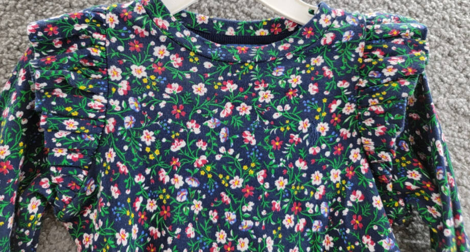 Polo Ralph Lauren Floral Ruffled Top Toddler Girls 2 Navy Multi Crew Neck L/S
