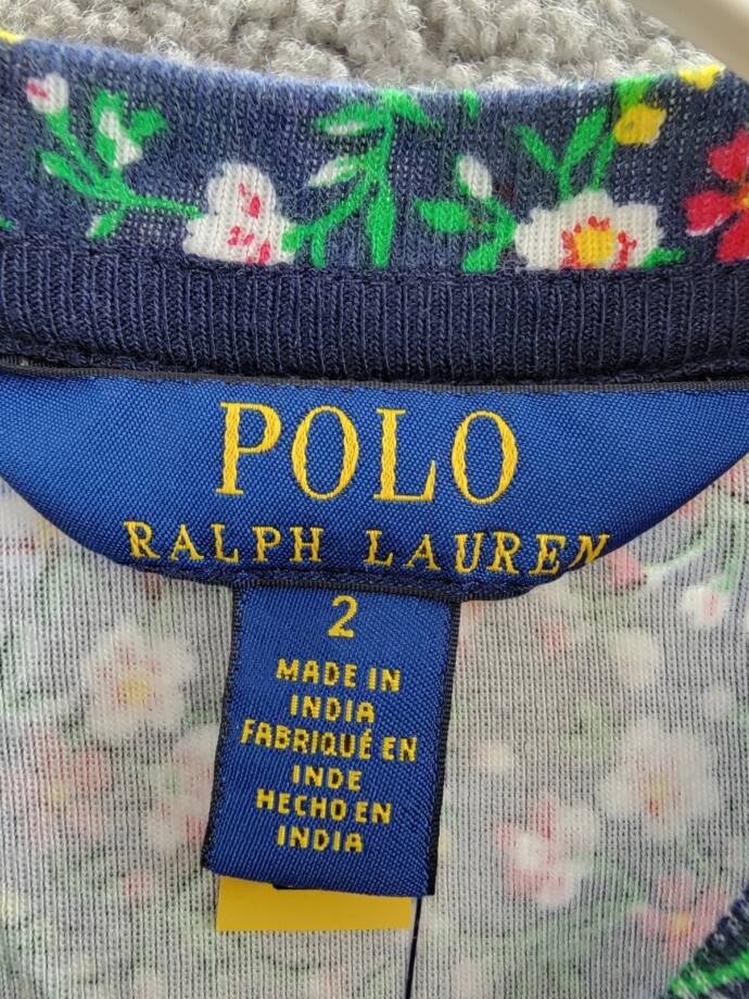 Polo Ralph Lauren Floral Ruffled Top Toddler Girls 2 Navy Multi Crew Neck L/S