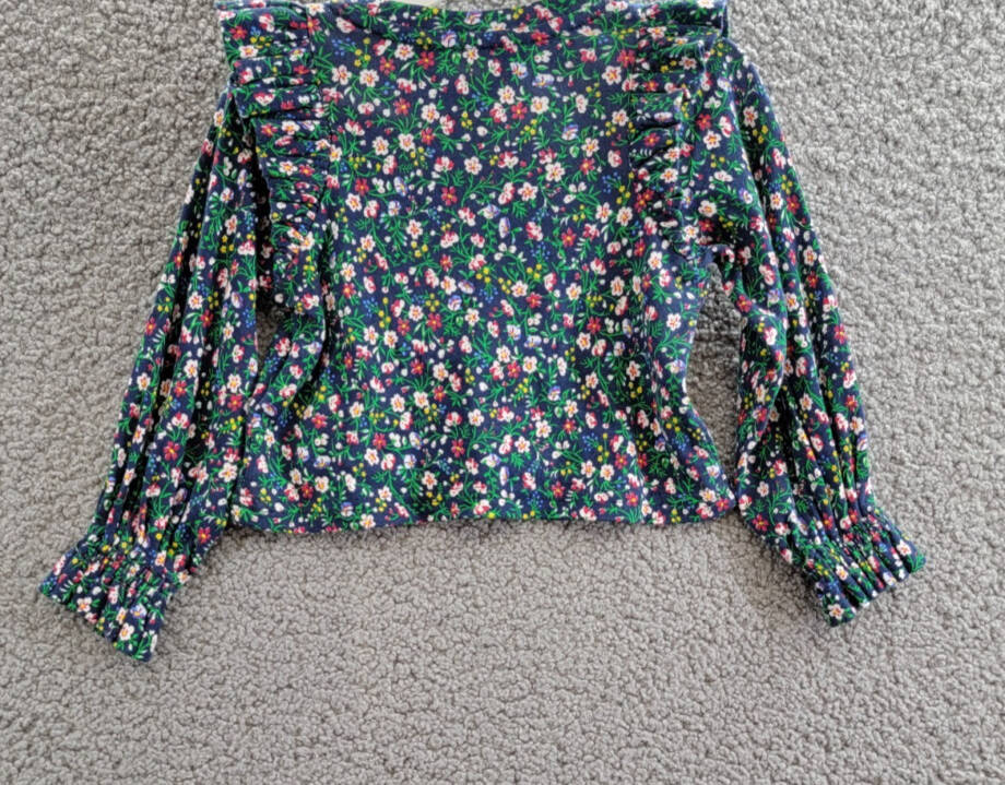 Polo Ralph Lauren Floral Ruffled Top Toddler Girls 2 Navy Multi Crew Neck L/S