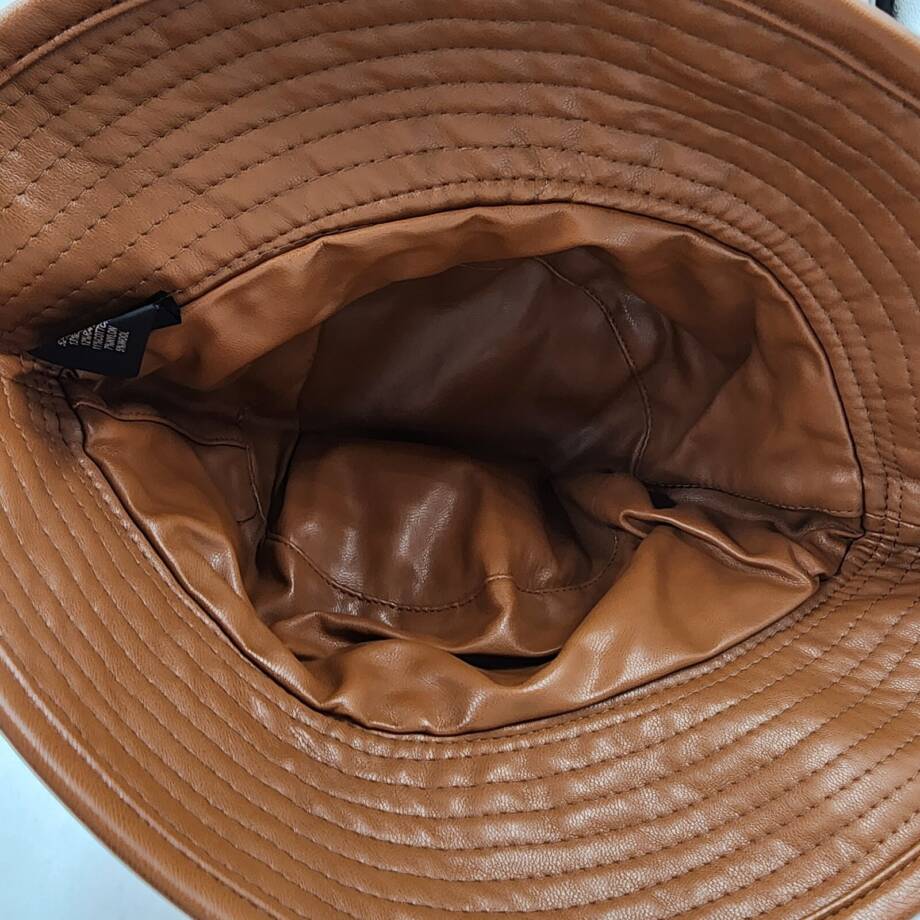 Steve Madden Wool Blend Reversible Plaid Bucket Hat Women's One Size Camel~