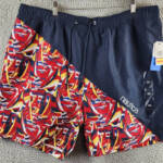Nautica Heritage Diagonal Full Elastic Waist Swim Trunks Men's XXL Navy Multi