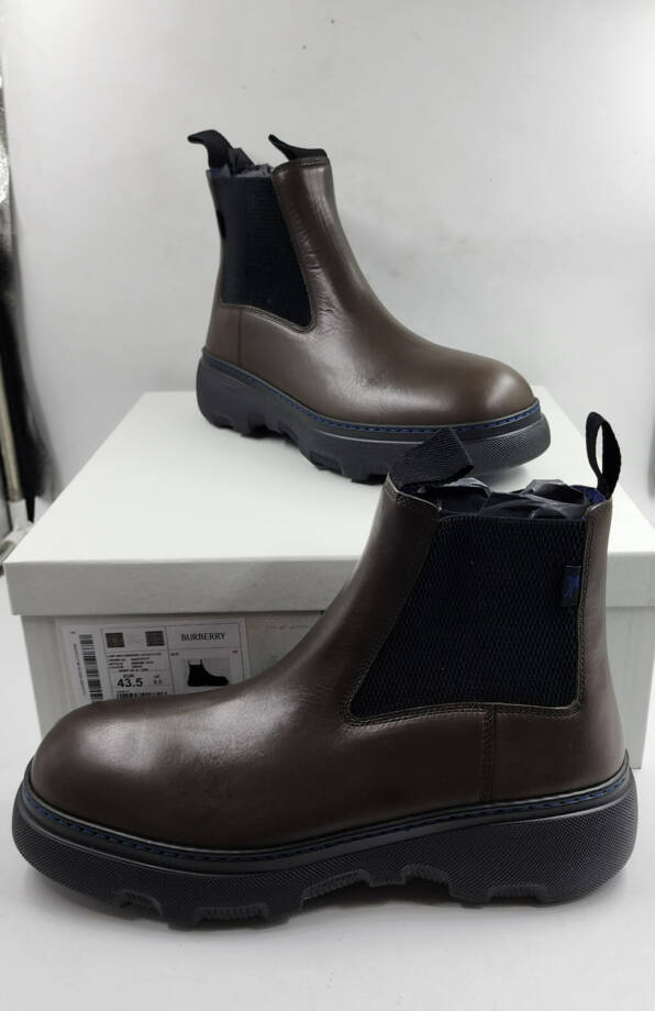 Burberry Mini Creeper Leather Ankle Boots Men's 10.5US Coffee Brown Round Toe