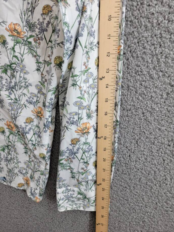 Bar III Slim-Fit Bird Floral Dress Shirt Men's M 15-15.5 White Apricot Multi L/S