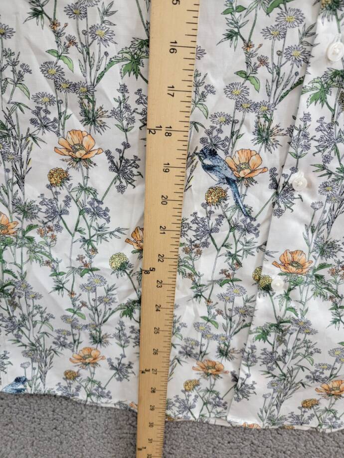 Bar III Slim-Fit Bird Floral Dress Shirt Men's M 15-15.5 White Apricot Multi L/S