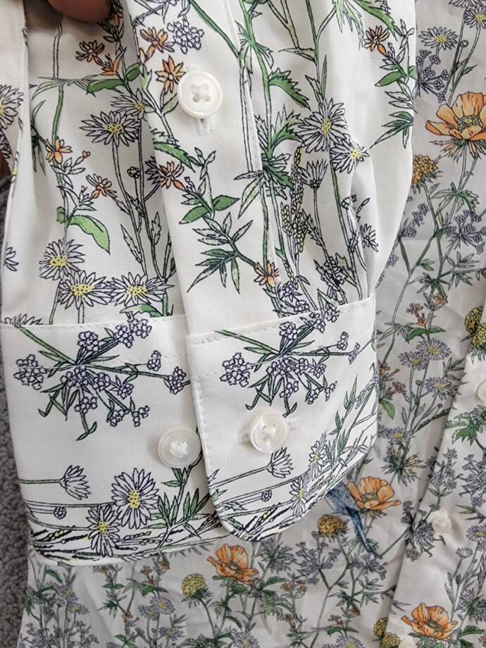 Bar III Slim-Fit Bird Floral Dress Shirt Men's M 15-15.5 White Apricot Multi L/S