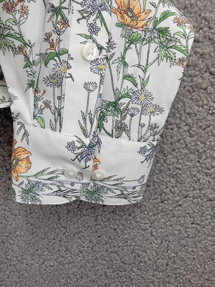 Bar III Slim-Fit Bird Floral Dress Shirt Men's M 15-15.5 White Apricot Multi L/S
